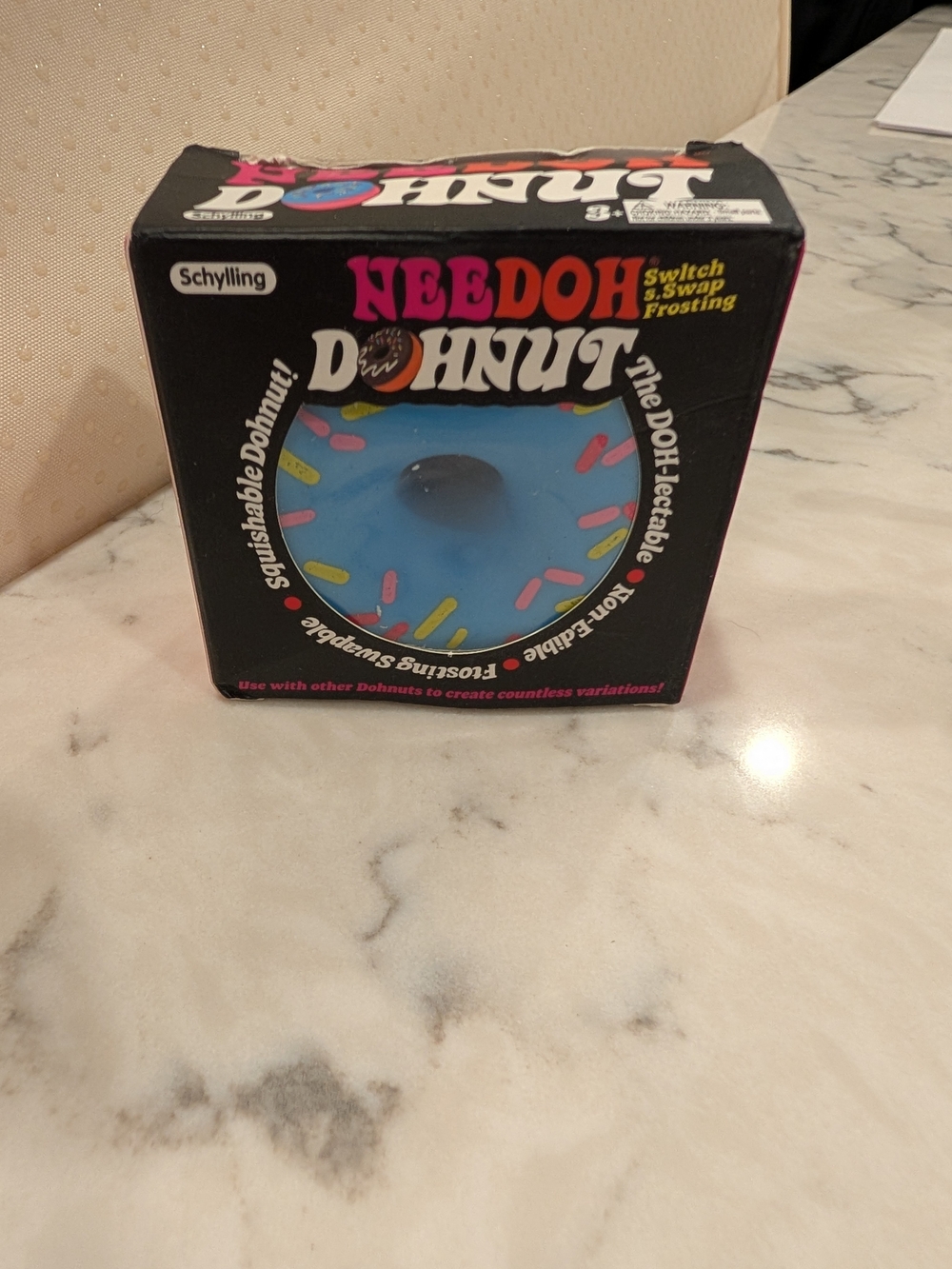 Needoh Donut Squeezable Toy - Blue with Pink & Yellow Sprinkles